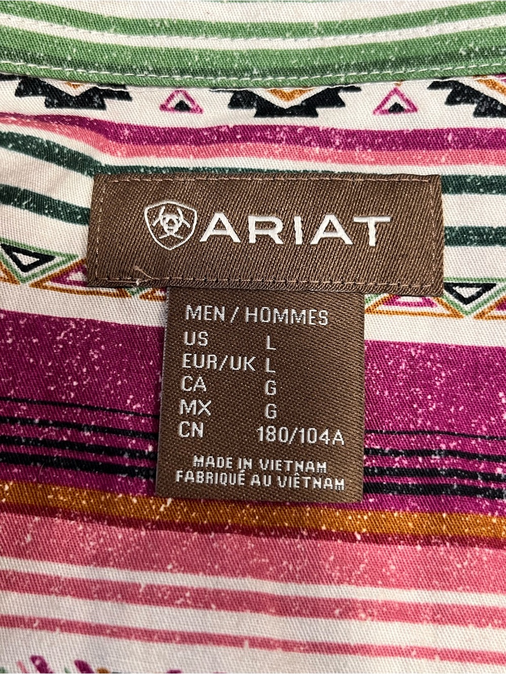 Ariat Mens L Serape Southwestern Western Pearl Snap 100% Cotton Shirt Multicolor - Picture 4 of 9